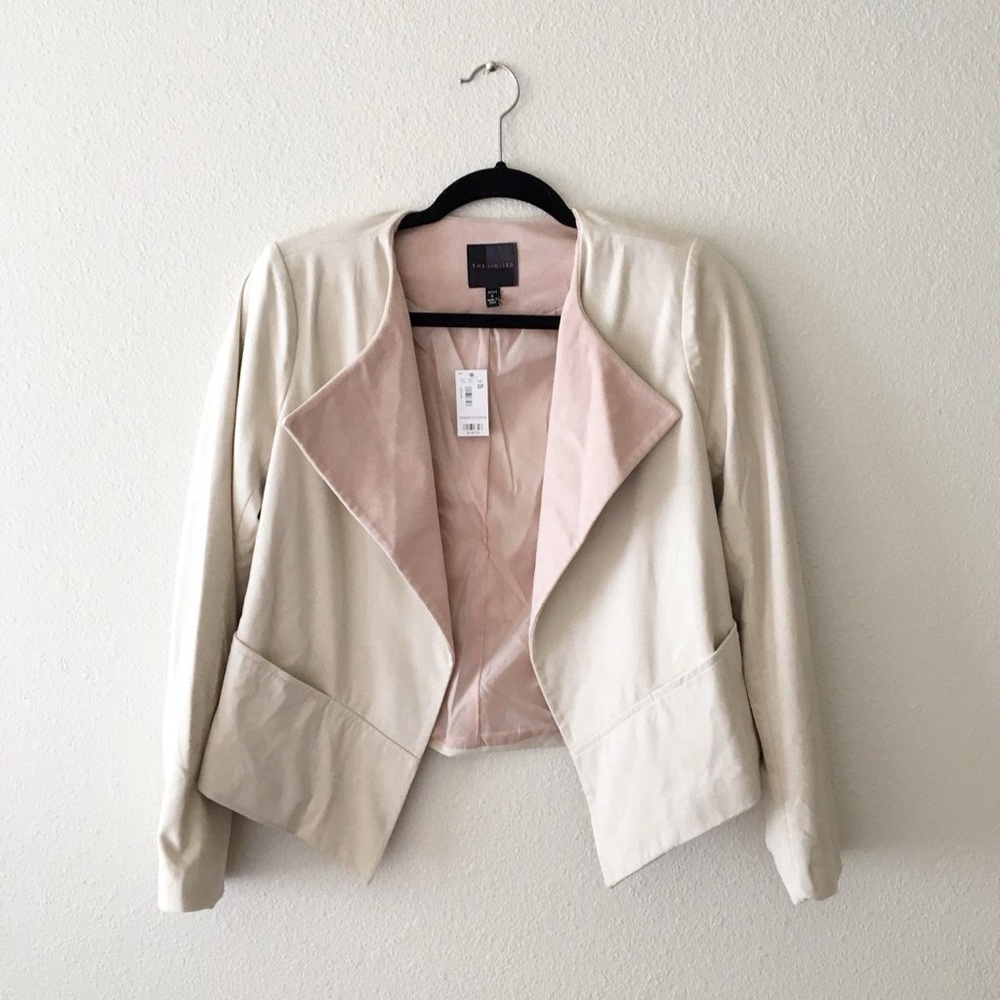 The Limited 'Online Exclusive' Cream/Beige & Light Pink Suede Blazer
